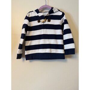 Janie & Jack Striped Hoodie With Toggle Closure Navy & White 3T